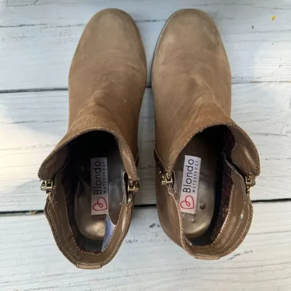 Blondo Dark Taupe Waterproof Liam Boots Comfortable Leather Chelsea Ankle Bootie - Picture 4 of 8